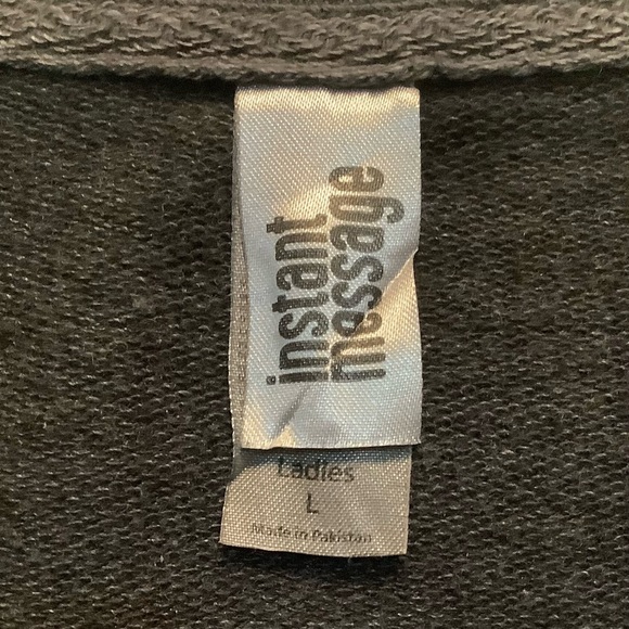 Women's Large Funny Gray And White  Sweatshirt With Graphic Text - Picture 3 of 7